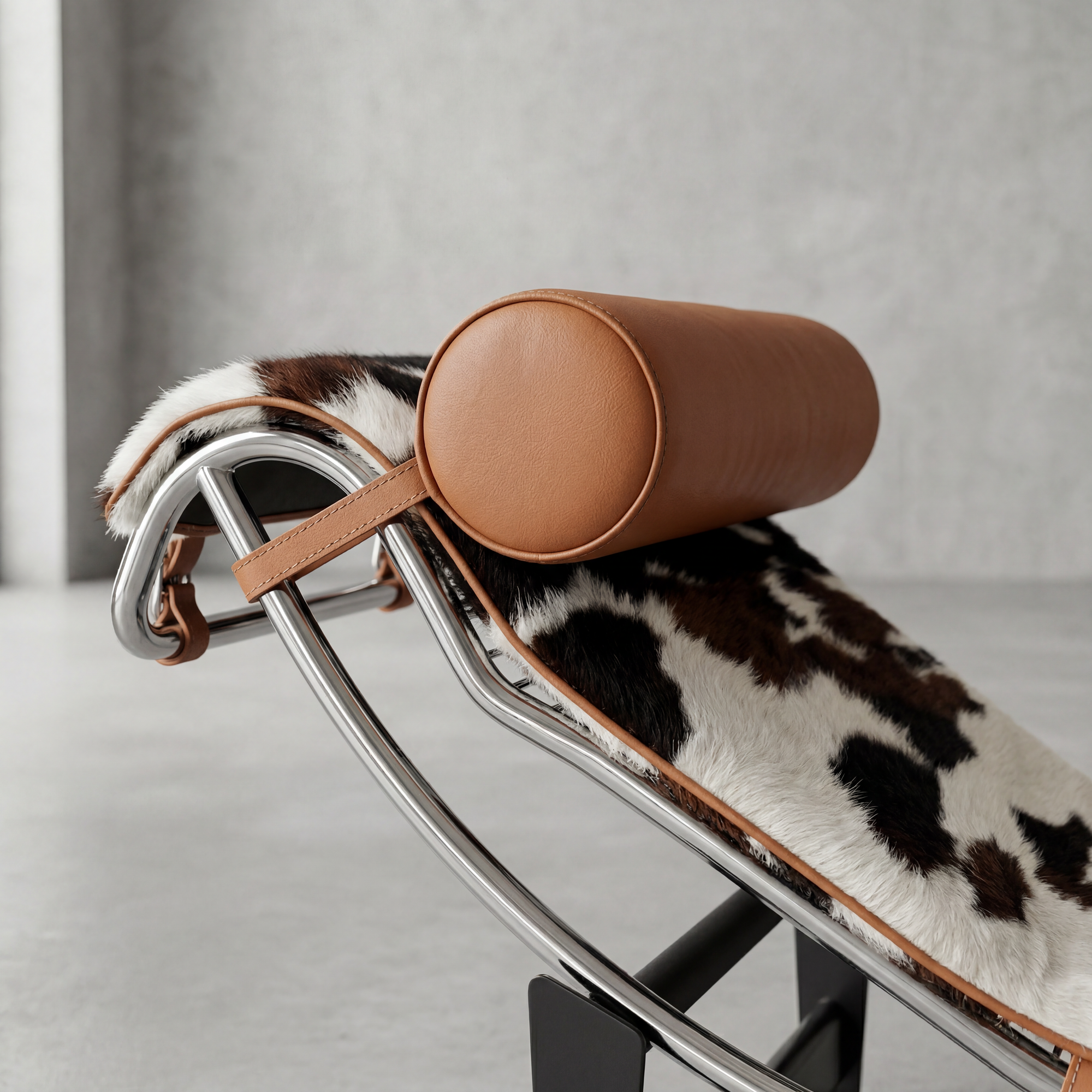 LEON cowhide lounge chair detail – natural hide pattern