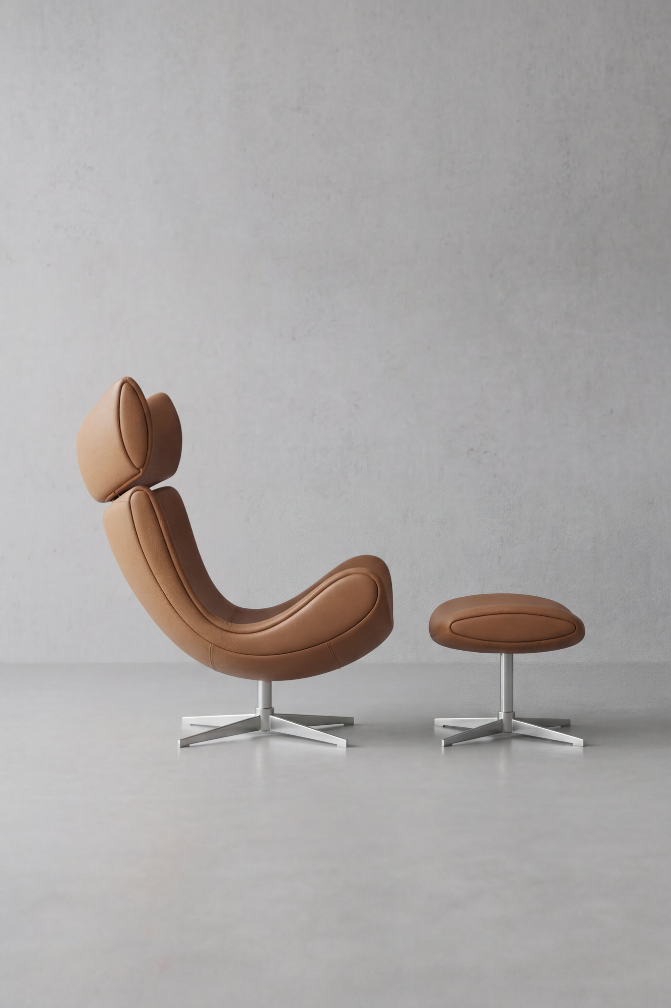 ALEXANDER wing chair and ottoman styled in a living room