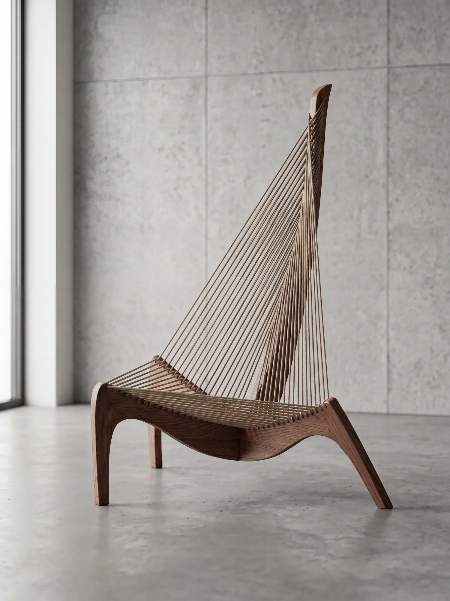 KAI Highback lounge chair detail – hand-woven acrylic rope