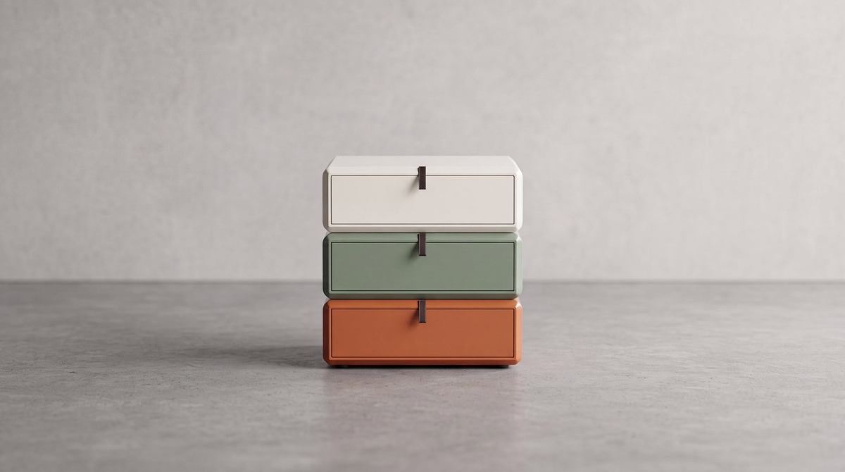 MORI side table detail – stainless steel handle