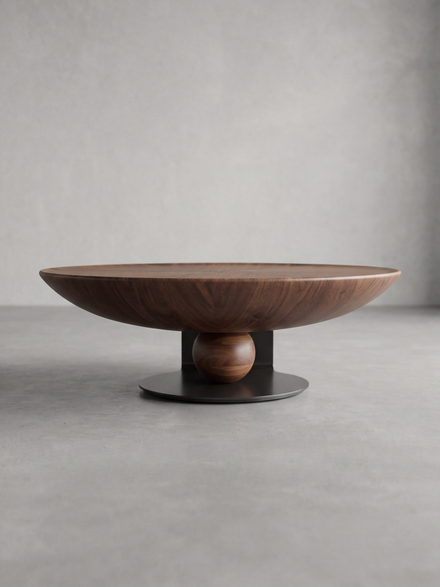 SAMUEL Lounge Coffee Table with spherical wood base – front view