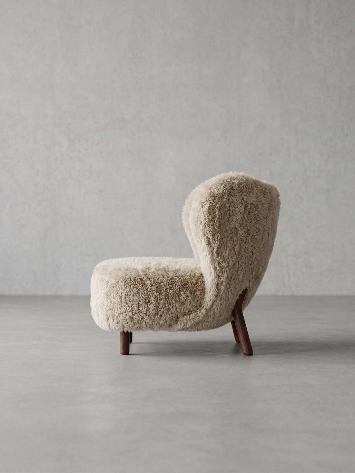 KAVU Fur Chair – side profile showing vegan fur texture