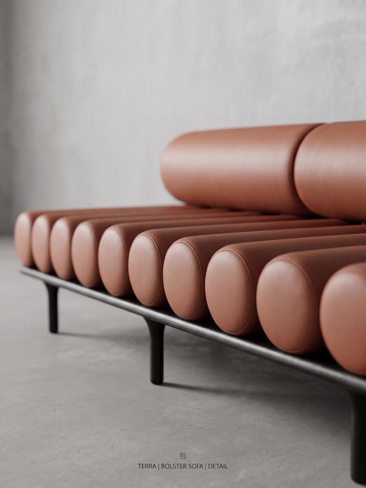 MARCELLO sofa detail – wood base and microfiber upholstery