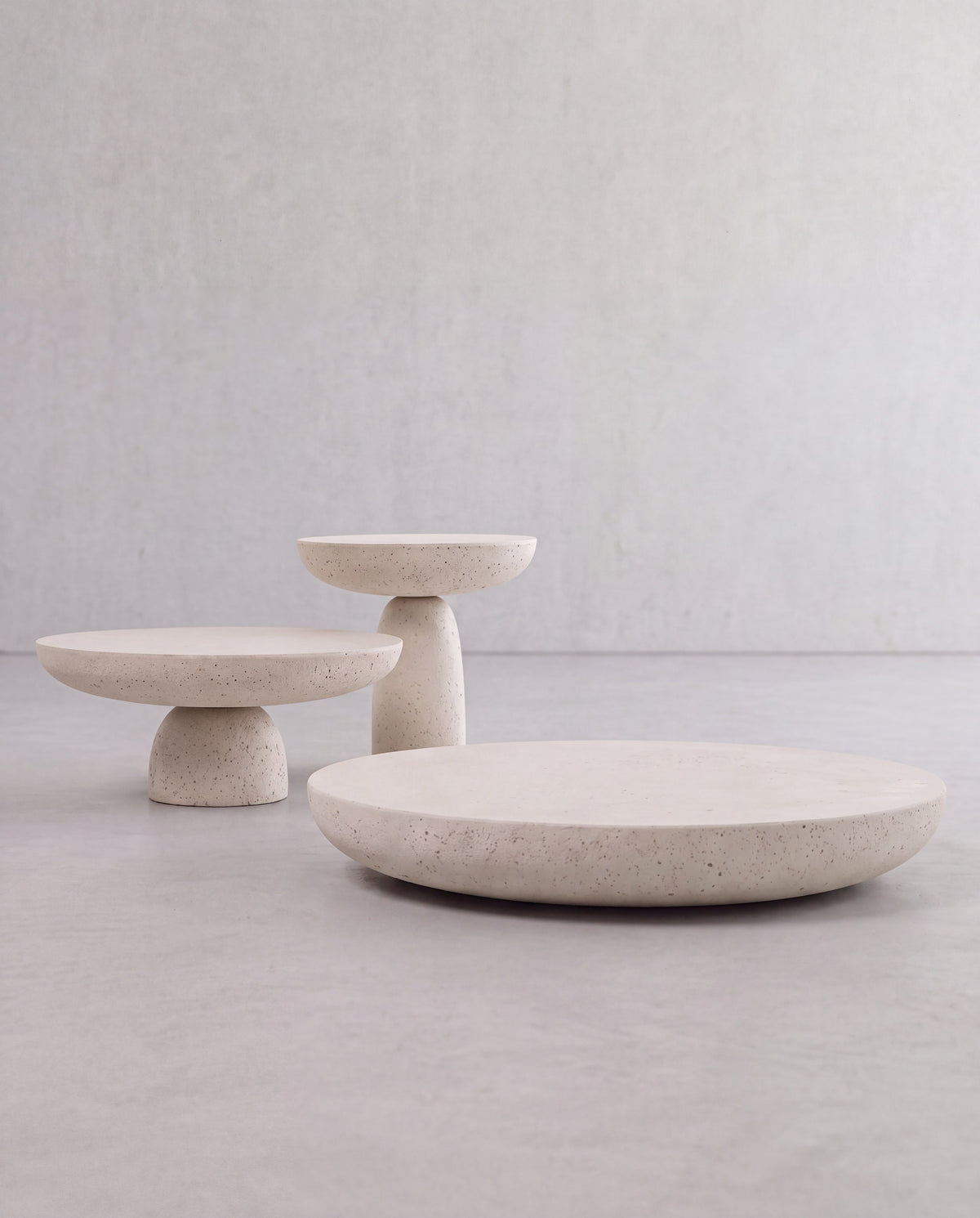 LUMA Collection – all three sculptural tables arranged together as a layered composition